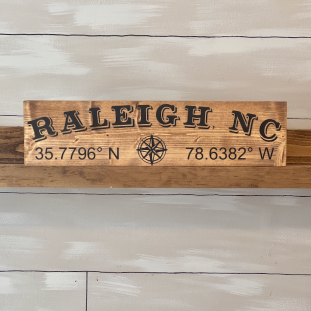 Raleigh GPS Coordinates Sign