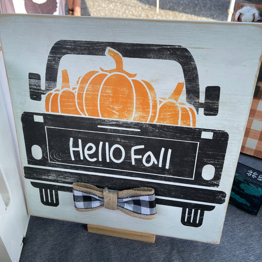 Hello Fall Truck Sign