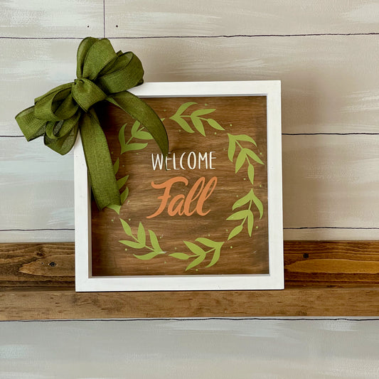 Welcome Fall Framed w/ Bow