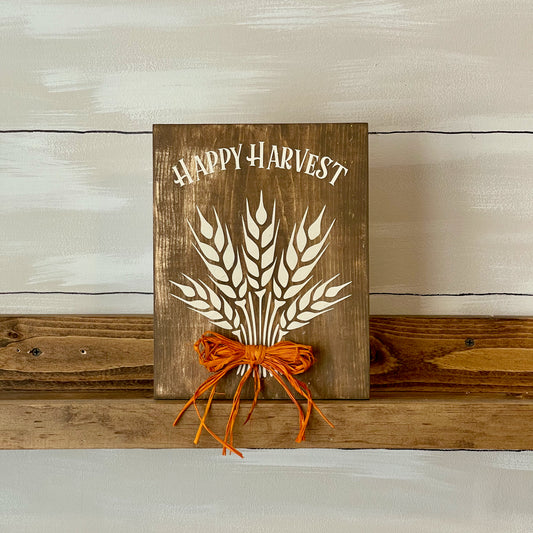 Happy Harvest Sign with Rustic Bow Sign