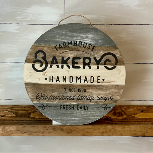 Round Farmhouse Bakery Sign