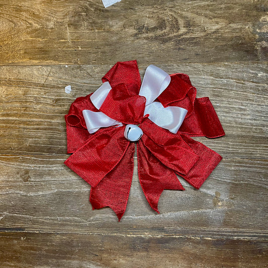 Red and White Round Bow