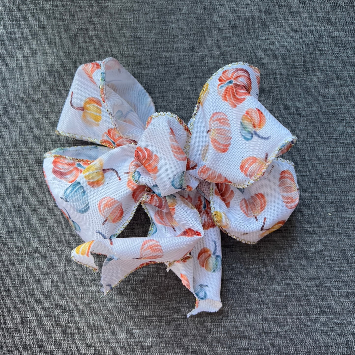 White Pumpkin Print Bow