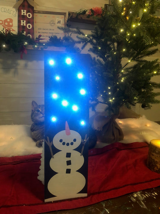 Snowman Sign with LED lights