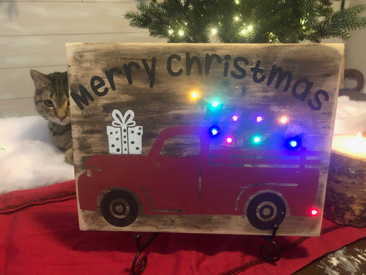 Christmas Truck Sign with LED Lights