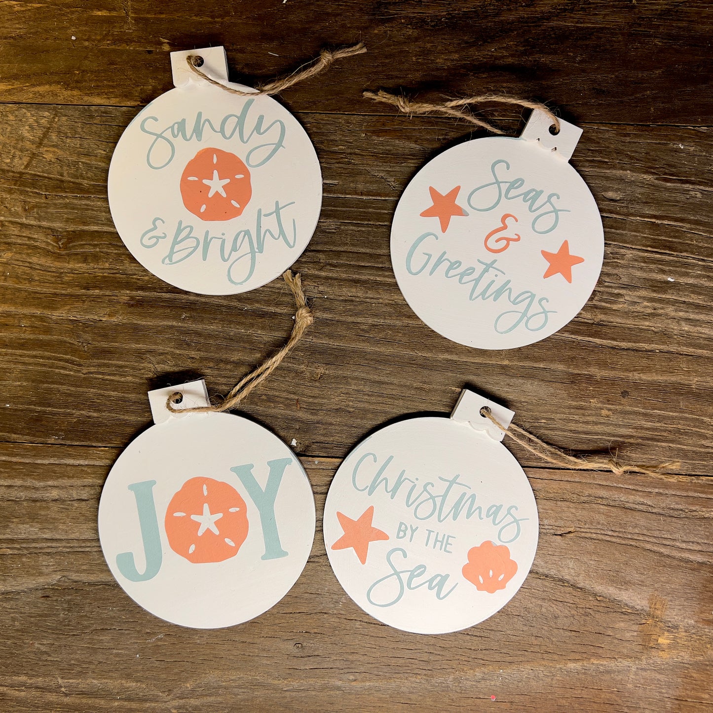 White Wooden Christmas Ornaments