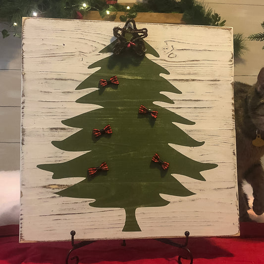 Christmas Tree with Bows Sign